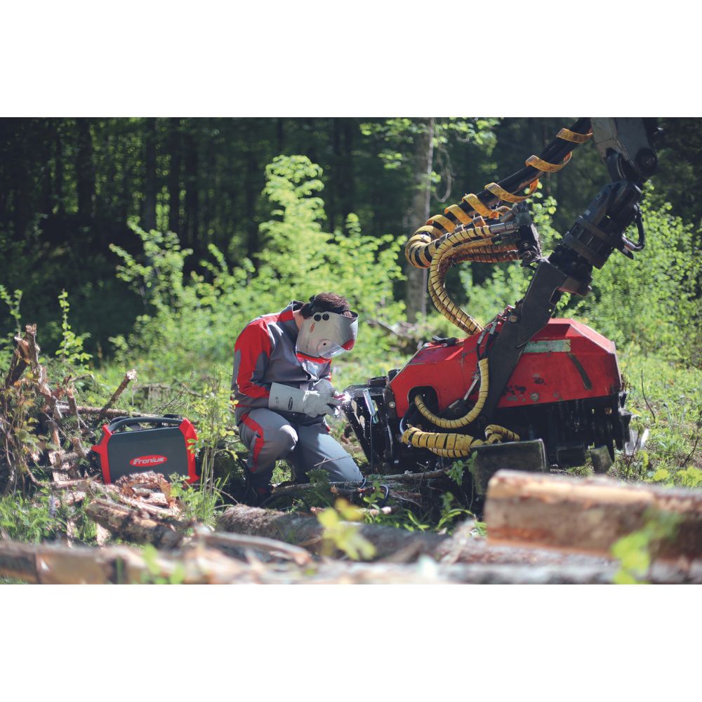 Fronius Accupocket welding in a wood