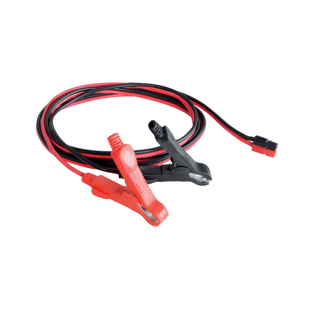 GYSFLASH_18.12-PL-1 Red and black alligator clips with wires on a white background