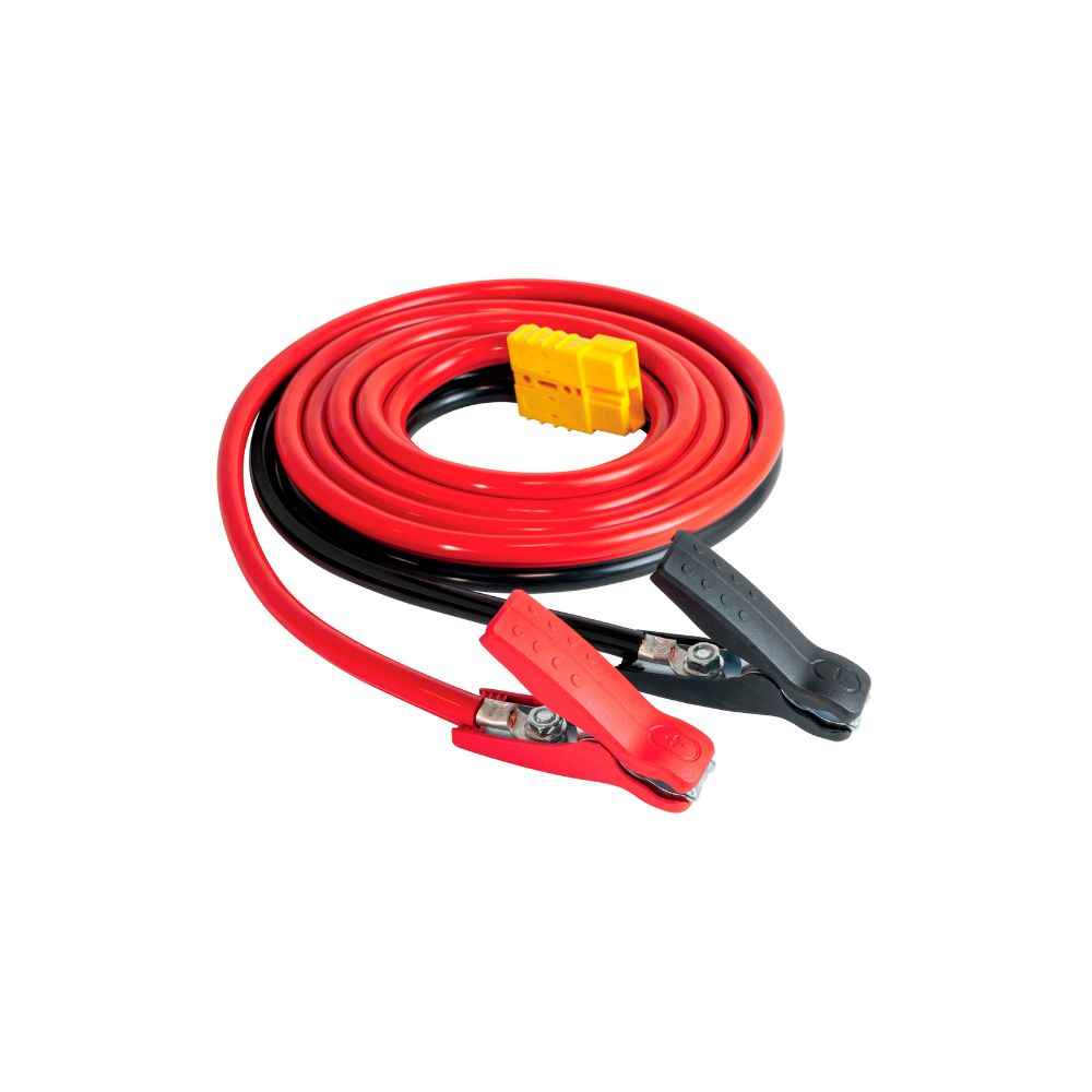 GYSFLASH-029231-Red and black jump starter cable with clamps on a white background