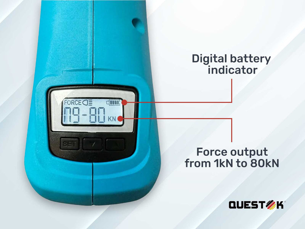 Questok-DSR880 Digital SPR Riveter with digital battery indicator and force output from 1kN to 80kN