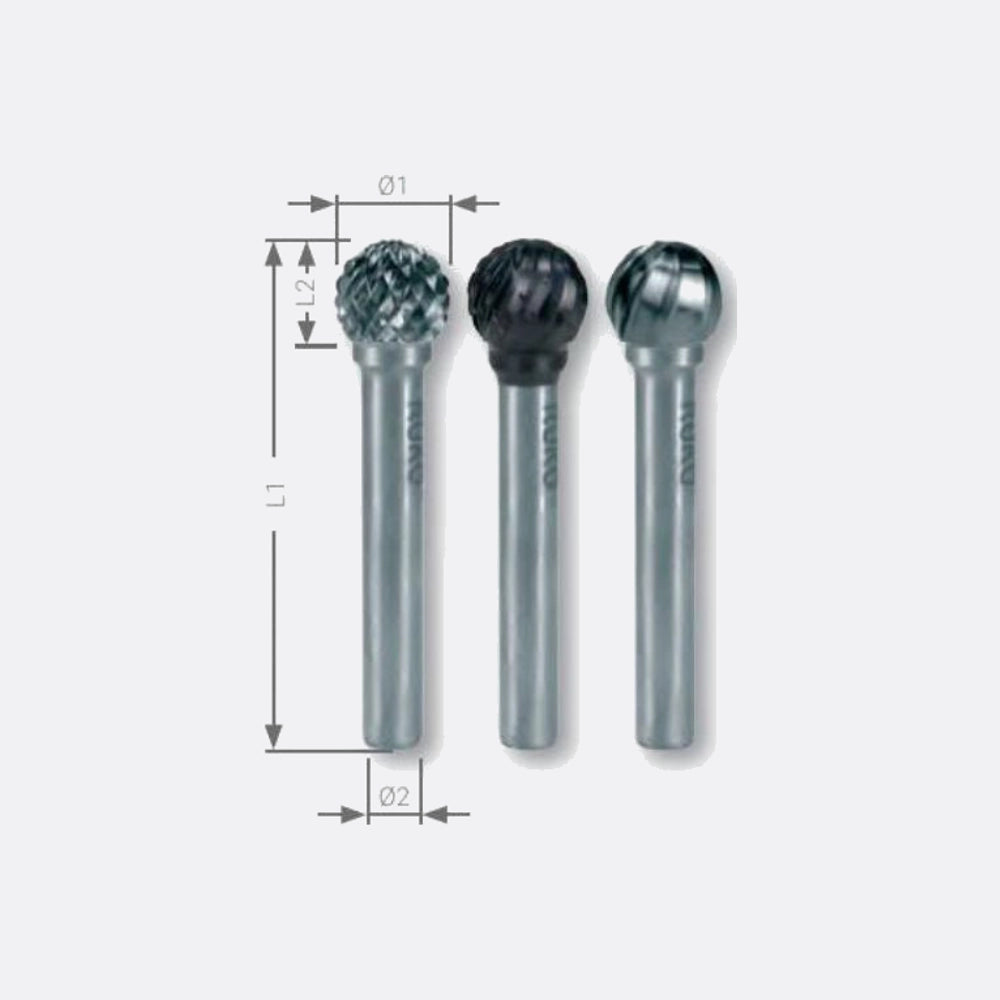 Ruko Rotary Burrs (ball Type Shape D)