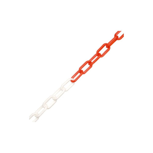 Red and white chain on a white background