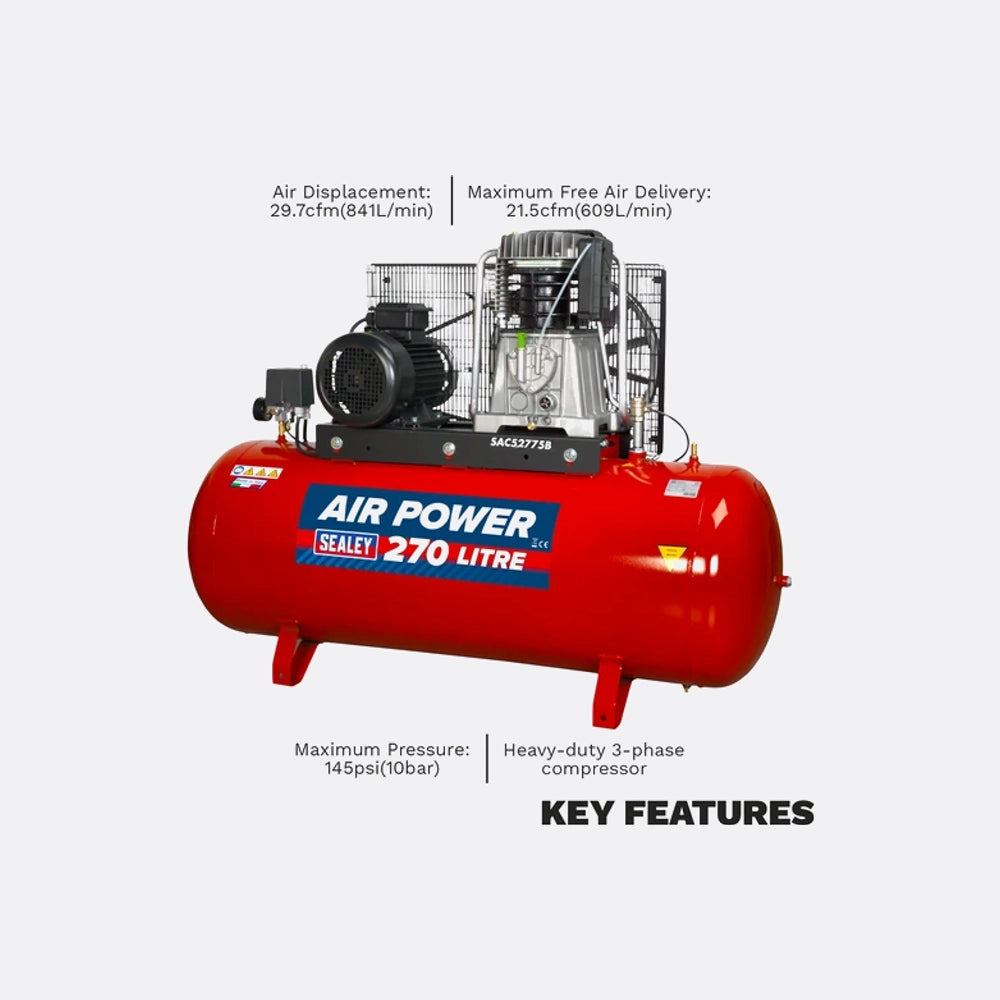 Sealey Air Power Compressor 270l - 400V - 7.5hp
