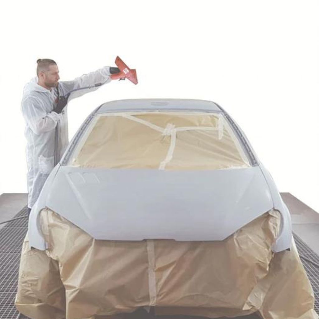  Painter removing static on a car body panel prior to painting