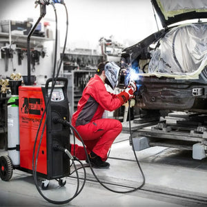 Telwin Technomig 223 treo 230v in action welding a vehicle