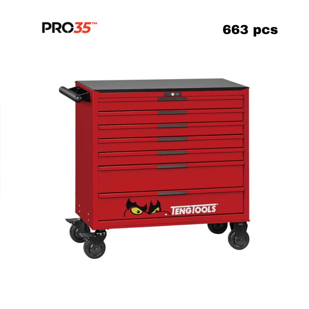TENG 37" PRO35™ ROLLER CABINET TOOL KIT 663 PCS-RED
