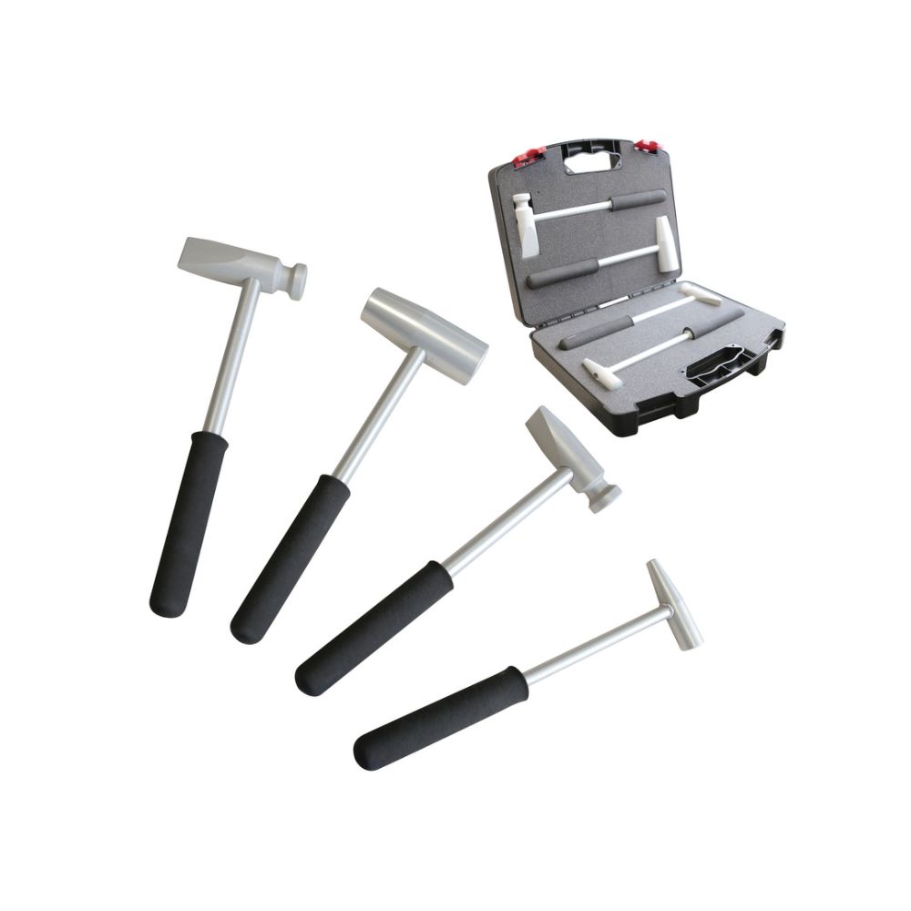 Four specialist Aluminium planishing hammers in a plastic case SKU 020986