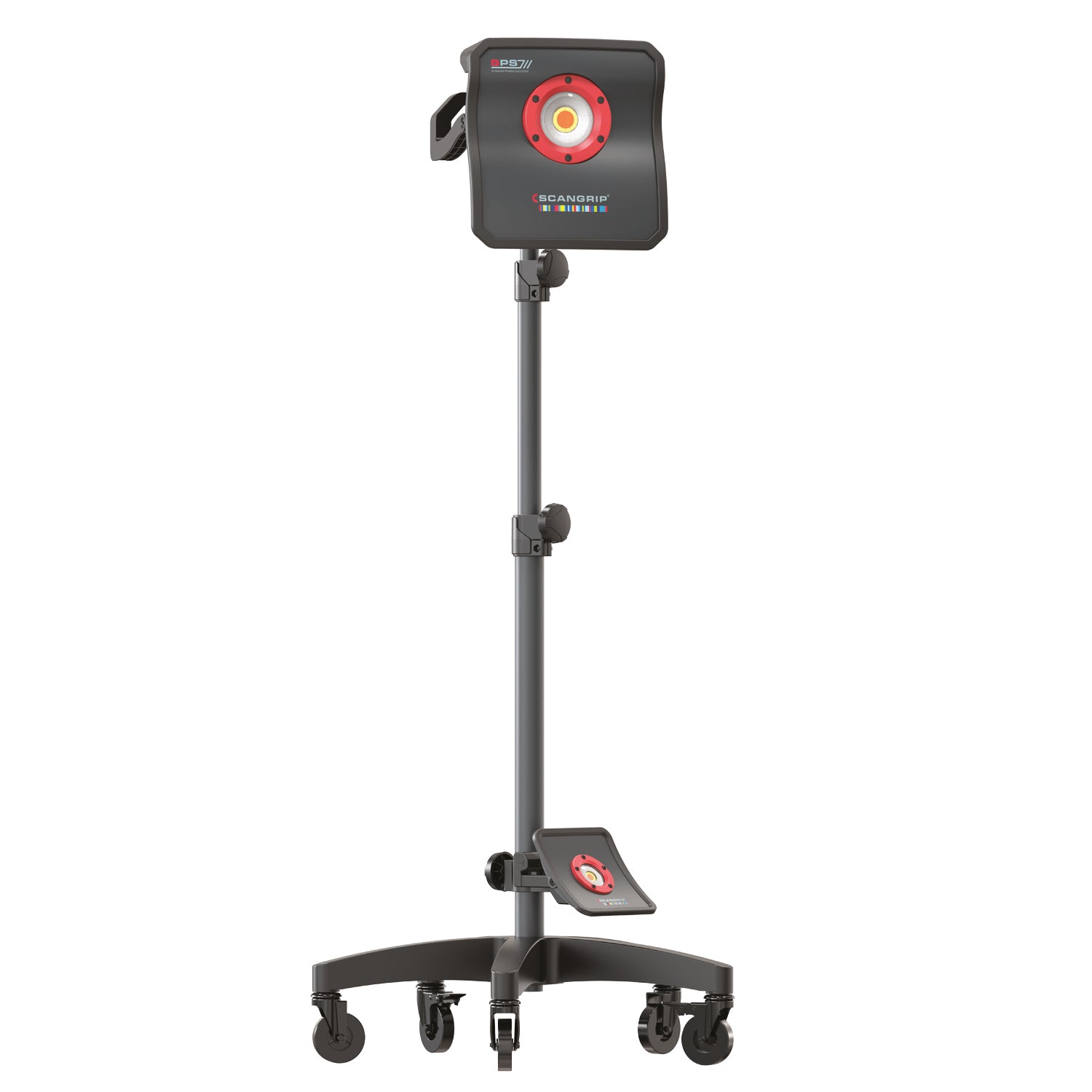 scangrip wheel stand with lights on