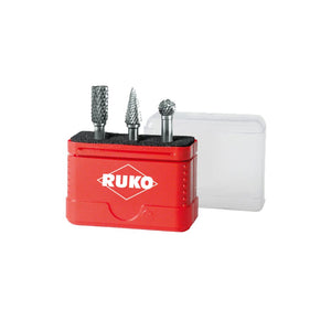 Ruko Set of tungsten carbide rotary burrs in mini-box 3 PCS
