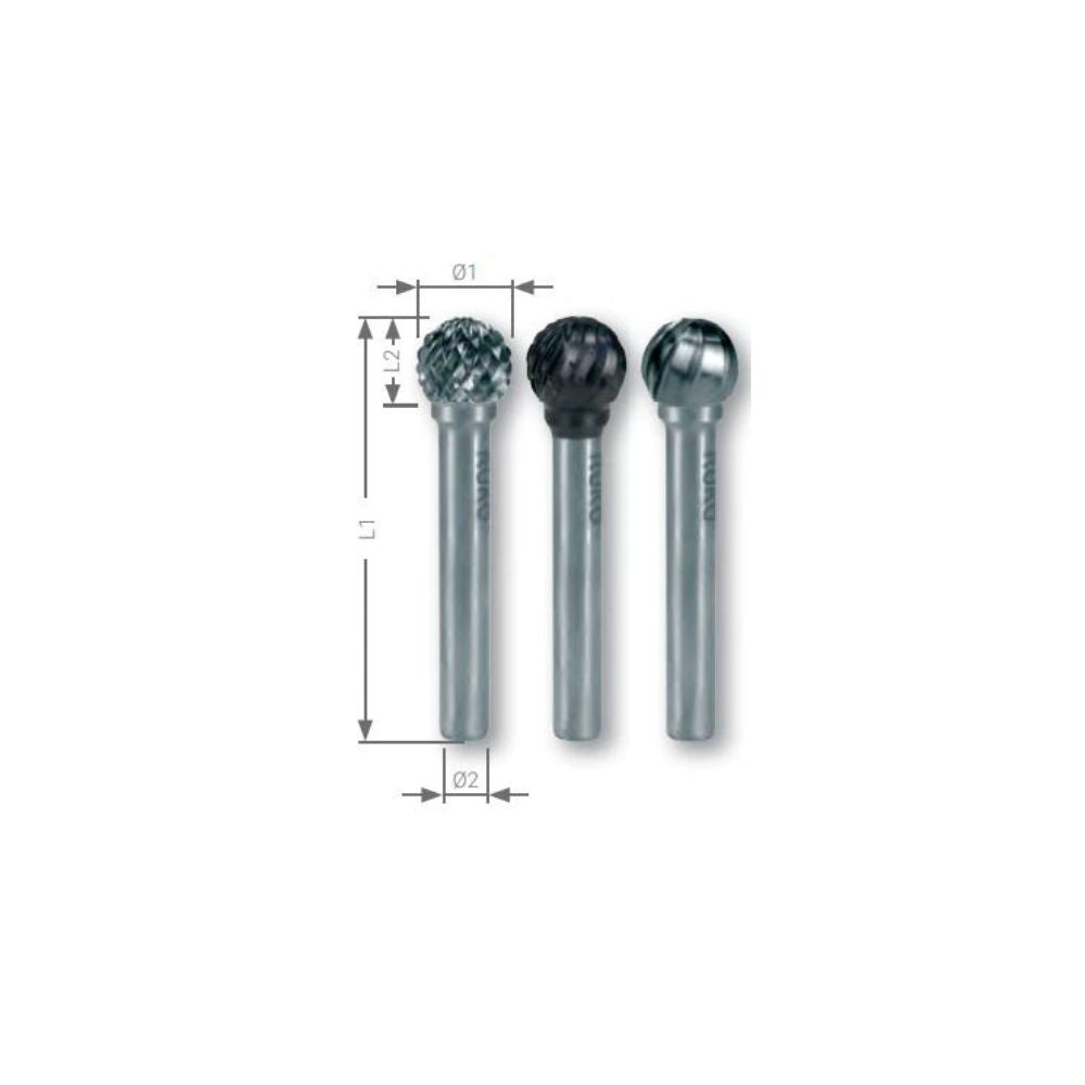 RUKO ROTARY BURRS (BALL TYPE SHAPE D)  Tin and CTN Type
