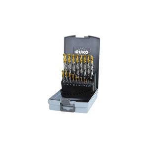 RUKO Twist drill set with TiN-coated tips in plastic case - 19 pcs. SKU 250 1214TRO