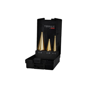 Ruku Terrax 3 Piece Step TiN coated Drill Set A101126RO In a Plastic Case