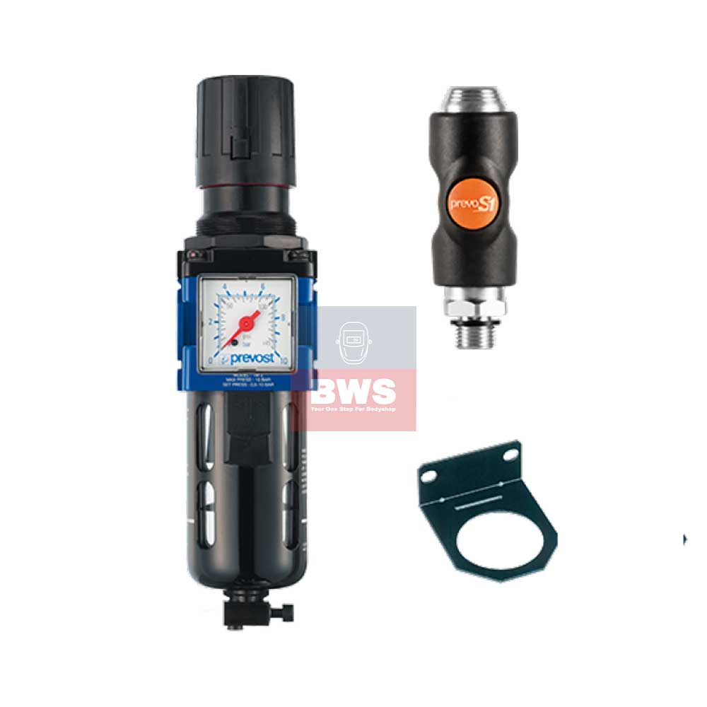 ALTO 2 - Filter-Regulator (gauge included) with wall bracket and prevoS1 safety quick coupling - SKU KTMSM2BS / SKU KTMSM2ES / SKU KTMSM2IS